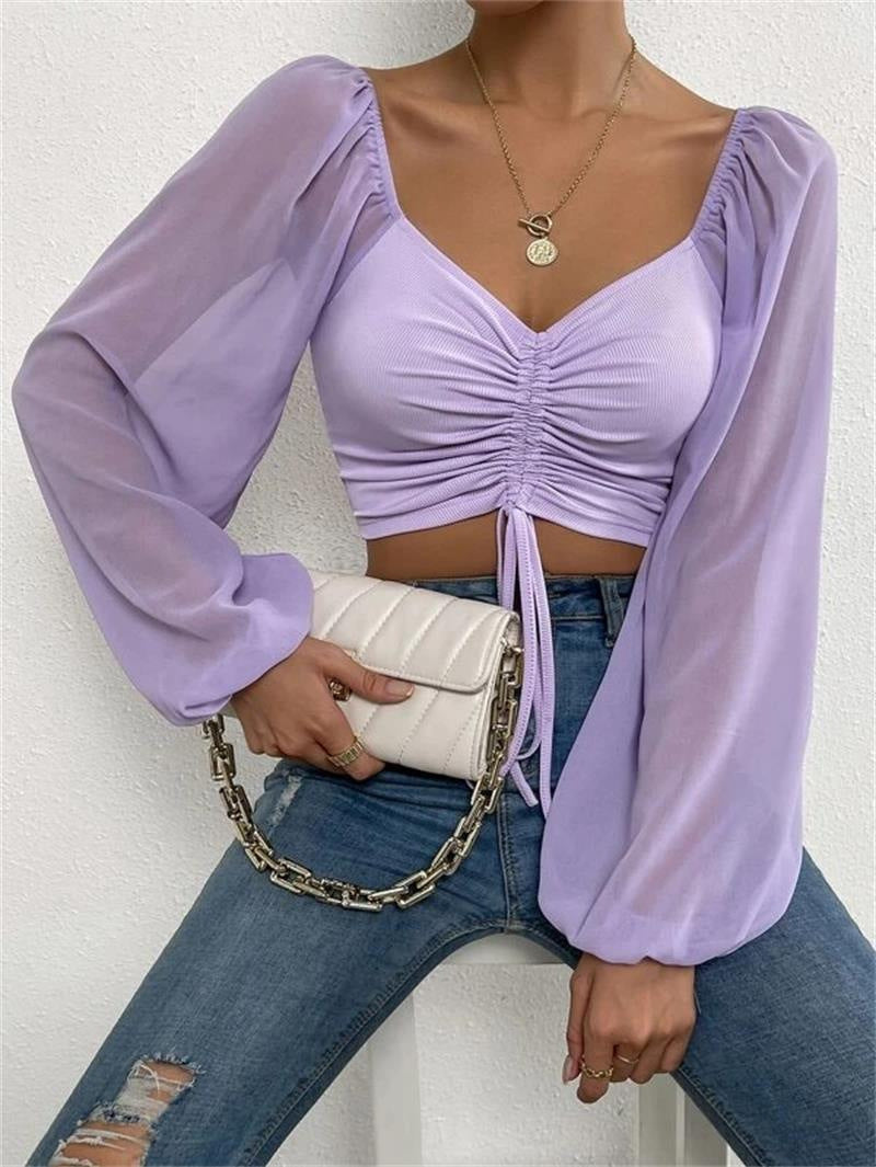 Breanne® | Bluza s dugim naboranim rukavima i vrpcom