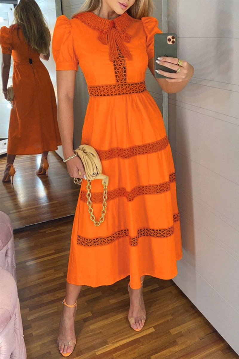 Natalia® | Ležerne jednobojne haljine s patchwork uzorkom, okragnim ovratnikom i kratkim rukavima
