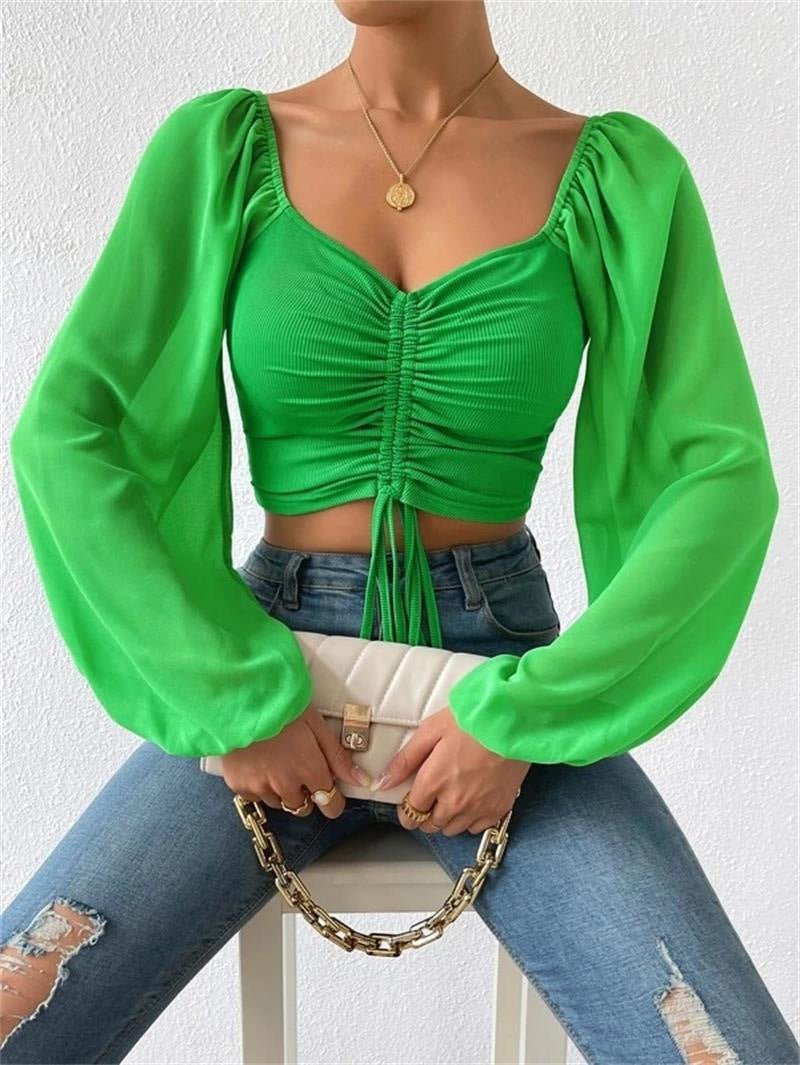 Breanne® | Bluza s dugim naboranim rukavima i vrpcom