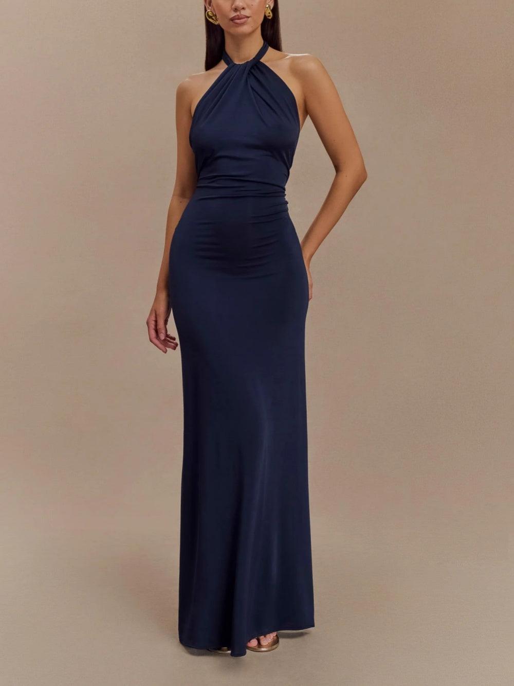 Slinky halter maxi haljina - morsko plava