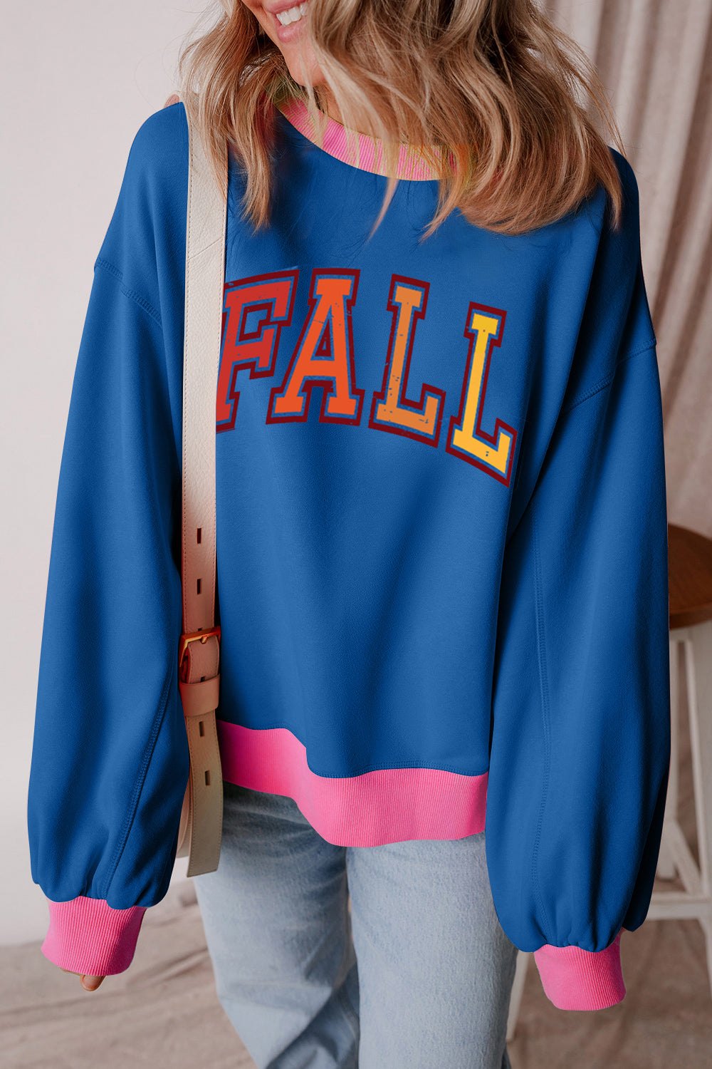 Sabina® | Long sleeve sweatshirt with letter graphic and contrast