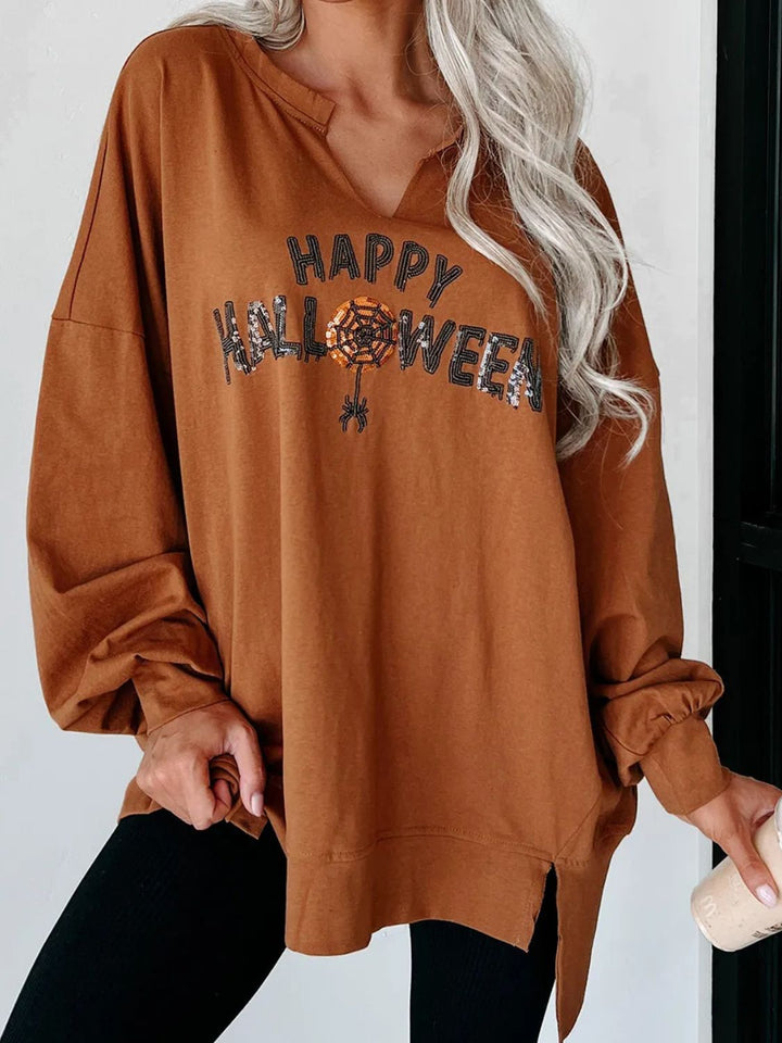 Janine® | Dugotrajski sweatshirt s grafikom slova od sjajnih šljokica