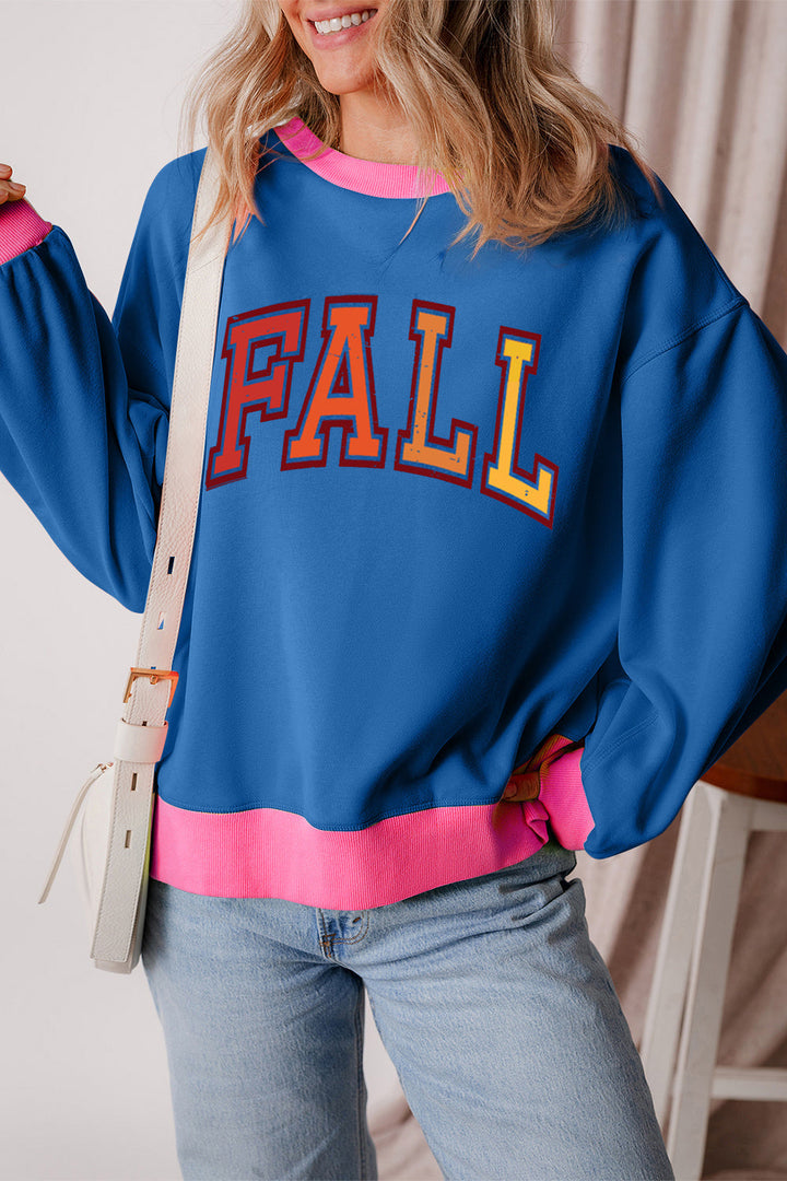Sabina® | Long sleeve sweatshirt with letter graphic and contrast