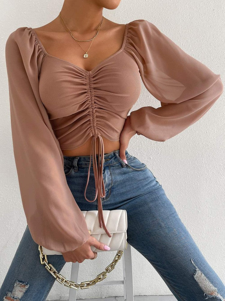 Breanne® | Bluza s dugim naboranim rukavima i vrpcom