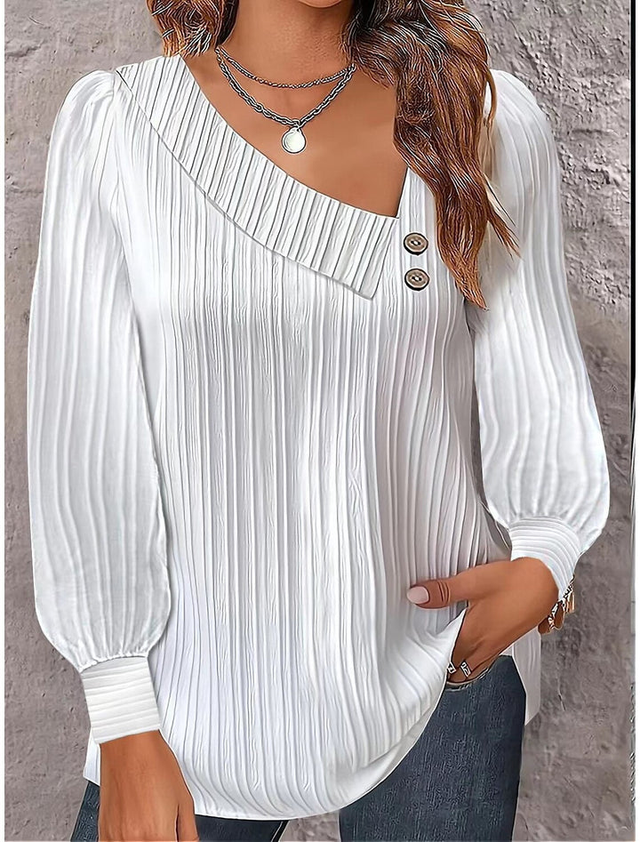 Antonia® | Ženska bluza s asimetričnim ovratnikom i ukrasnim gumbima