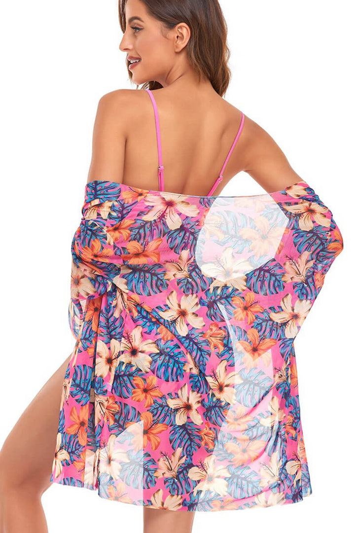 Barbe® | Bluza i ružičasti cvjetni kupaćći kostim za plažu