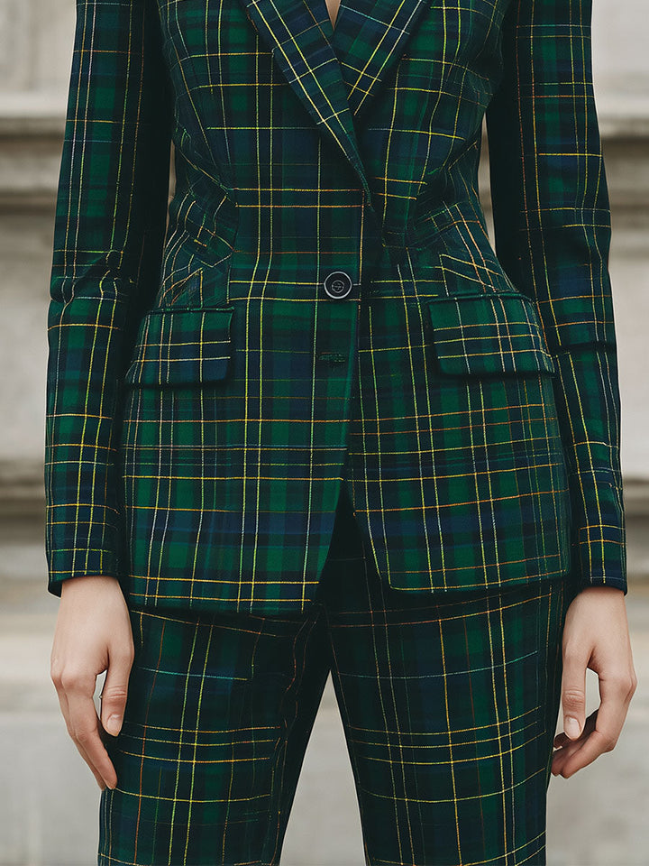 Razgrađeni tartan s reverom i strukiranim vunenim blejzerom