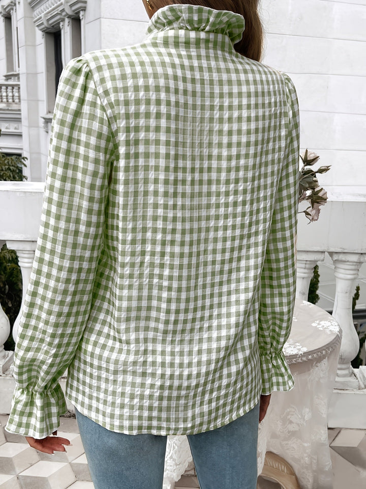 Brelynn® | Elegantna košulja sa šalom s kariranom uzorkom i dugim rukavima za žene