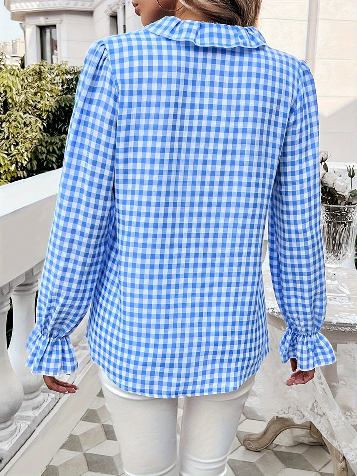 Brelynn® | Elegantna košulja sa šalom s kariranom uzorkom i dugim rukavima za žene