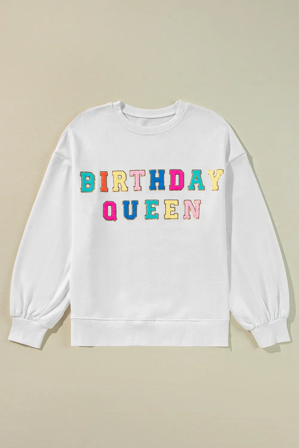 Emilie® | Gliter sweatshirt za rođendan Queen s okruglim izrezom i dugim rukavima