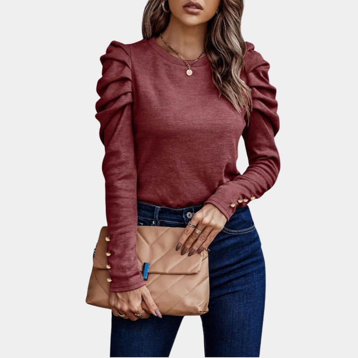 Briska® | Jednobojna ženska bluza s nabranim rukavima