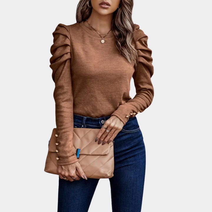 Briska® | Jednobojna ženska bluza s nabranim rukavima