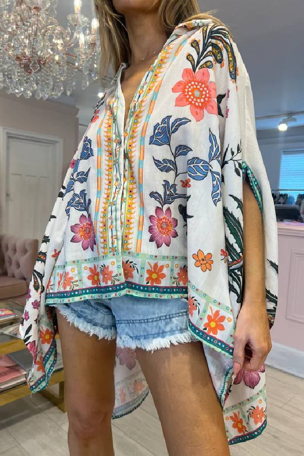 Adriana® | Roza cvjetna oversized košulja