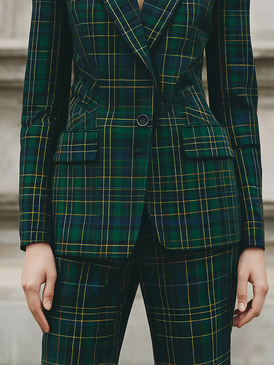 Razgrađeni tartan s reverom i strukiranim vunenim blejzerom