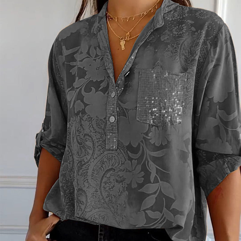 Bubis® | Elegantna tiskana bluza s prednjom džepom